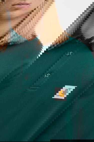 Суитчър Carhartt WIP Long Sleeve Polo Sweatshirt with Logo Patch Зелено | I035532.05AXX, 3