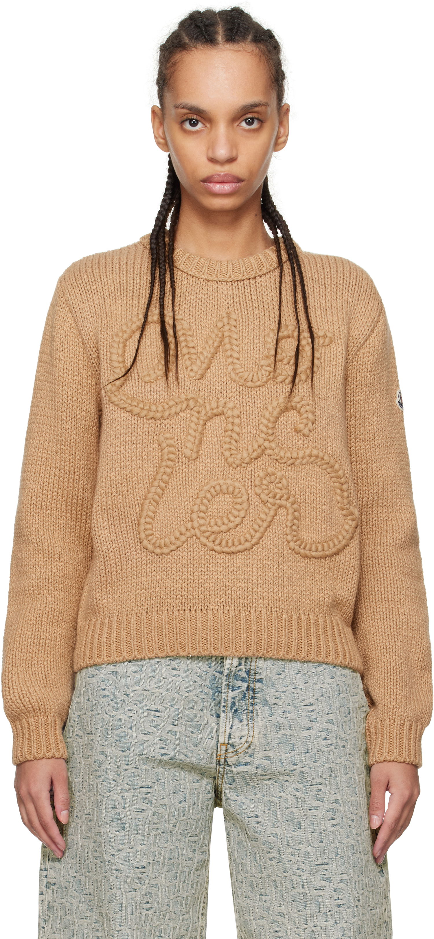 Пуловер Moncler Moncler Embroidered Logo Cotton Sweater Кафяво | K10939C00004M5206, 0