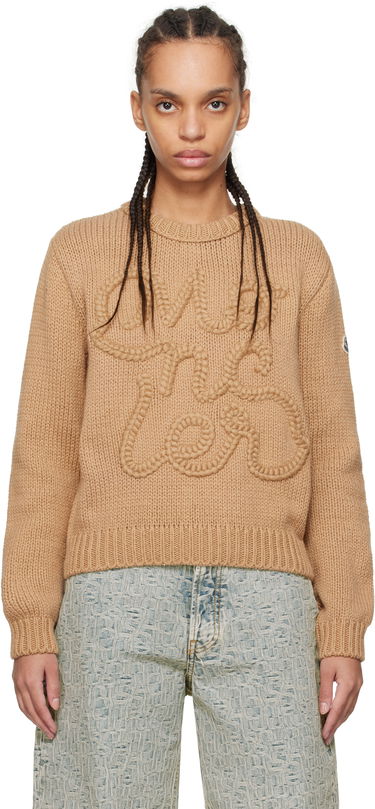 Пуловер Moncler Moncler Embroidered Logo Cotton Sweater Кафяво | K10939C00004M5206, 0