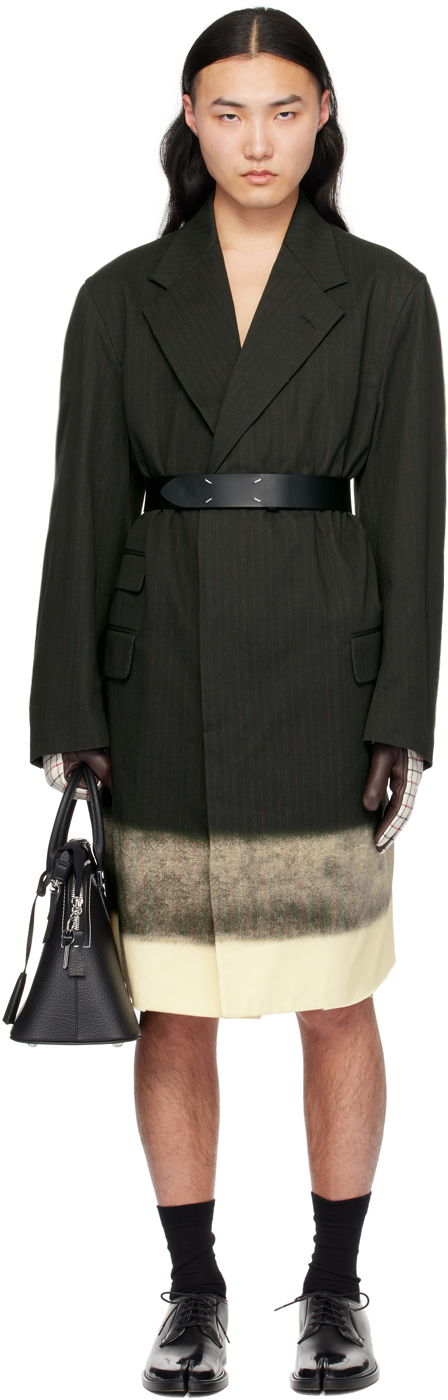 Палта Maison Margiela Maison Margiela Trompe-L'œil Pinstripe Dip-Dye Coat Черно | S50AA0139 M35011, 0