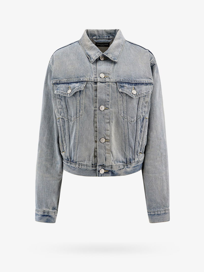 Яке Balenciaga Cropped Denim Jacket Сиво | 790869TQW556379