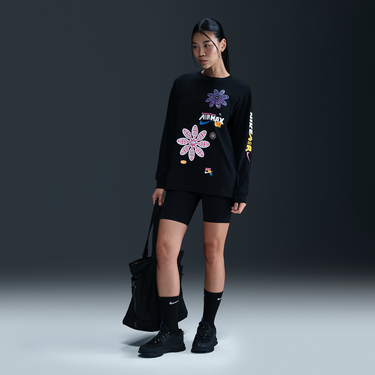 Пуловер Nike Nike Sportswear Long Sleeve Loose Fit Graphic T-Shirt Черно | HF9529-010, 4
