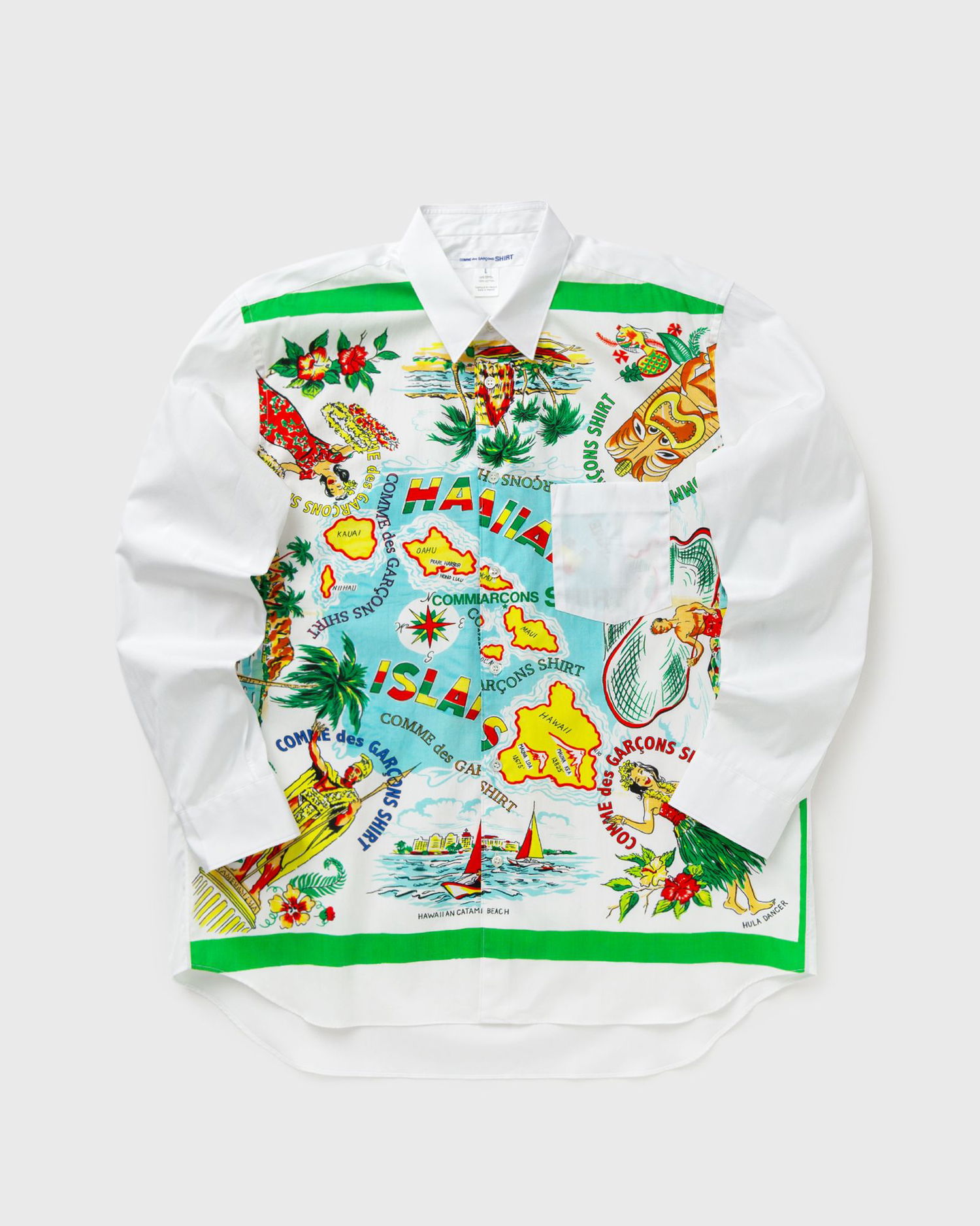 Риза Comme des Garçons Hawaiian Map Print Long-Sleeve Woven Shirt Многоцветен | FP-B060-W25-1, 0
