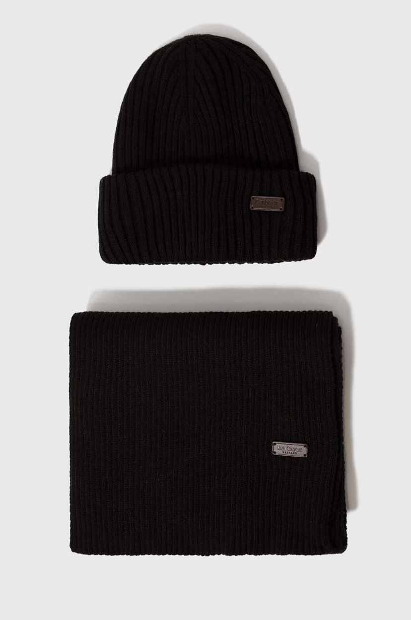 Шал Barbour Beanie & Scarf Gift Set Черно | MGS0019