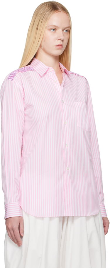Риза Comme des Garçons Comme des Garçons Striped Gingham Trim Shirt Розово | FO-B022-S25, 1