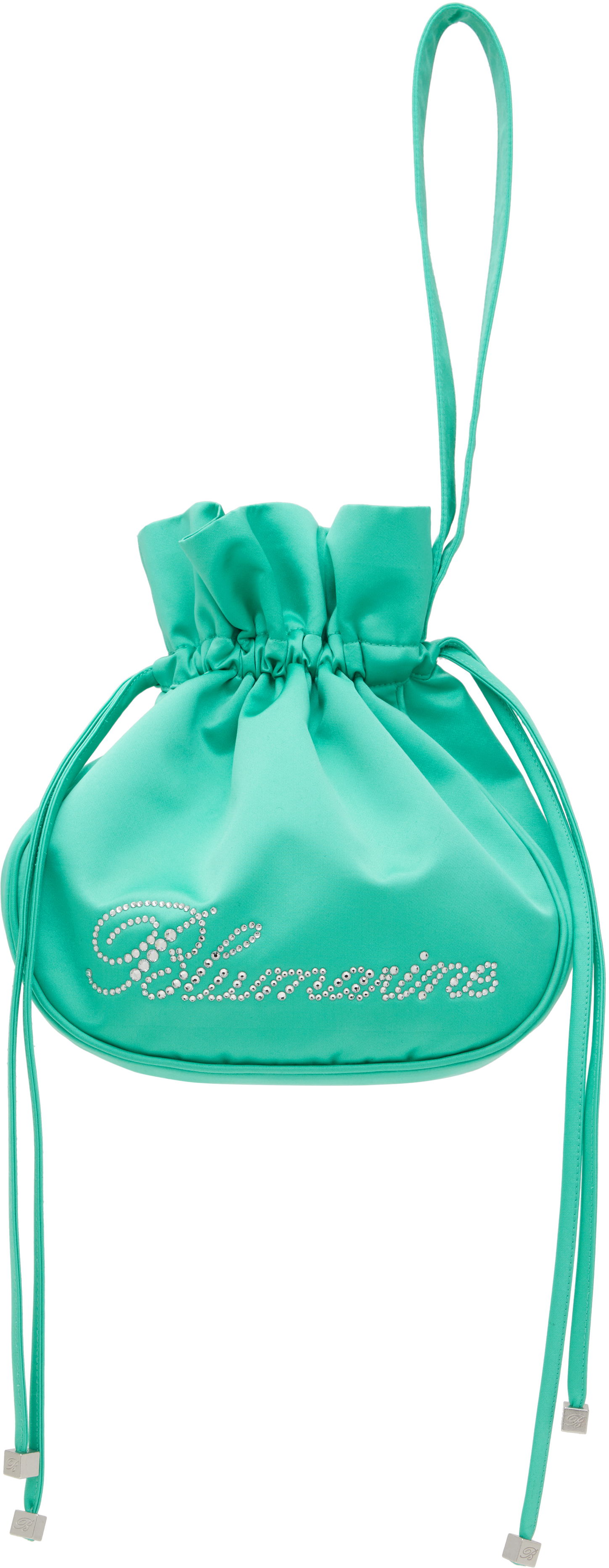 Дамска чанта Blumarine Blumarine Satin Rhinestone Logo Pouch Тюркоазено | P5HHW091A, 0