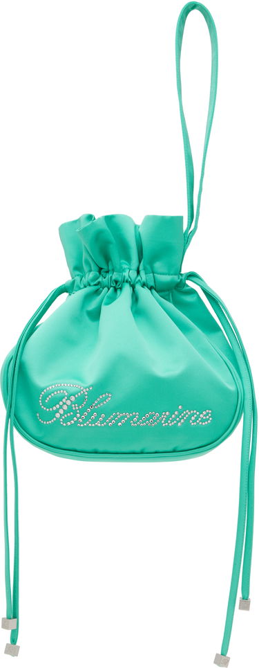 Дамска чанта Blumarine Blumarine Satin Rhinestone Logo Pouch Тюркоазено | P5HHW091A, 0