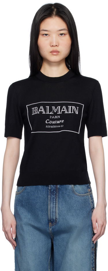 Тениска Balmain 'Couture' Knit T-shirt Черно | EF1KA115KH87, 0