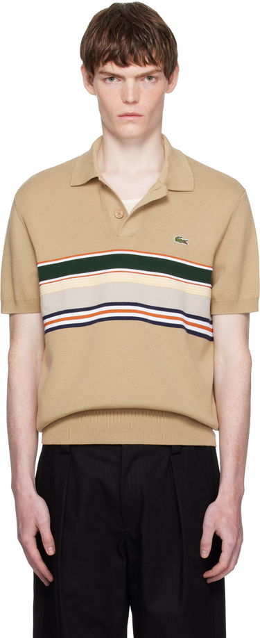 Поло тениска Lacoste Lacoste Striped Collar Polo Бежово | AH5200_9IJ, 0