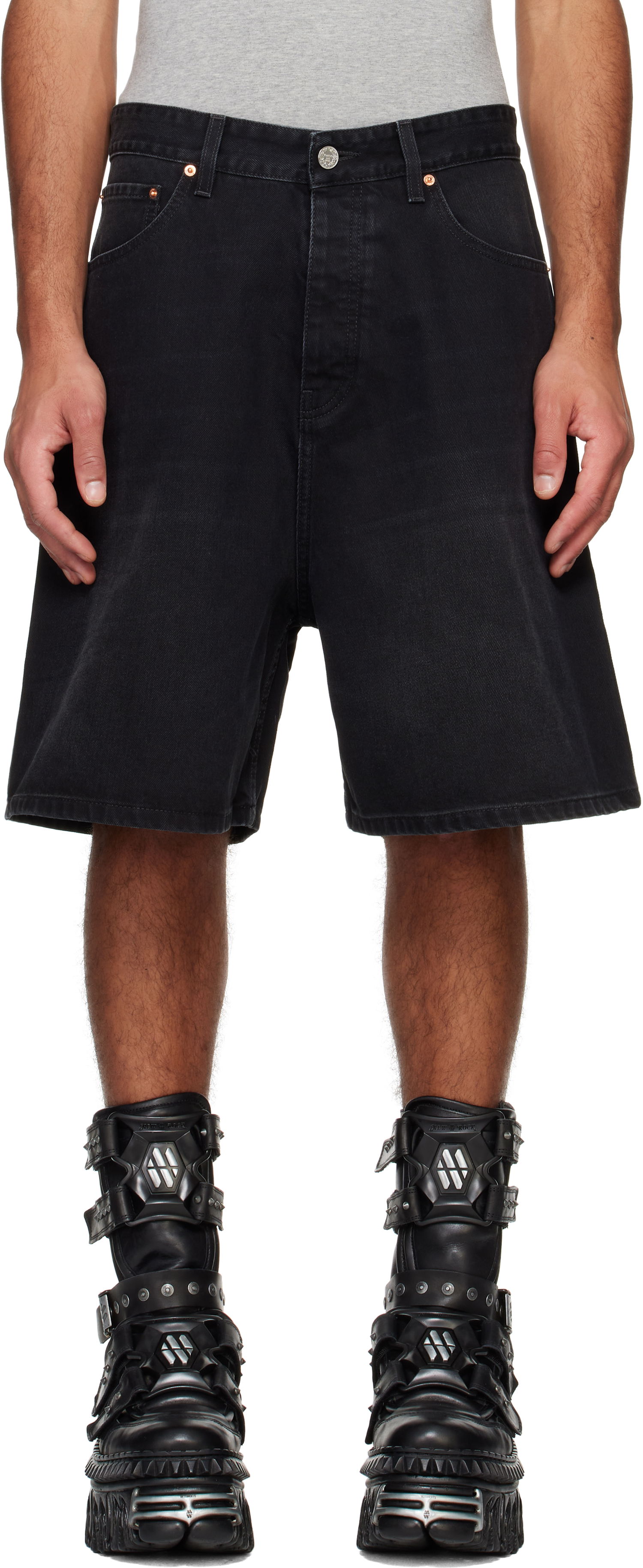 Къси панталони VETEMENTS Vetements Button-Fly Denim Shorts Черно | UA66SS500B, 0