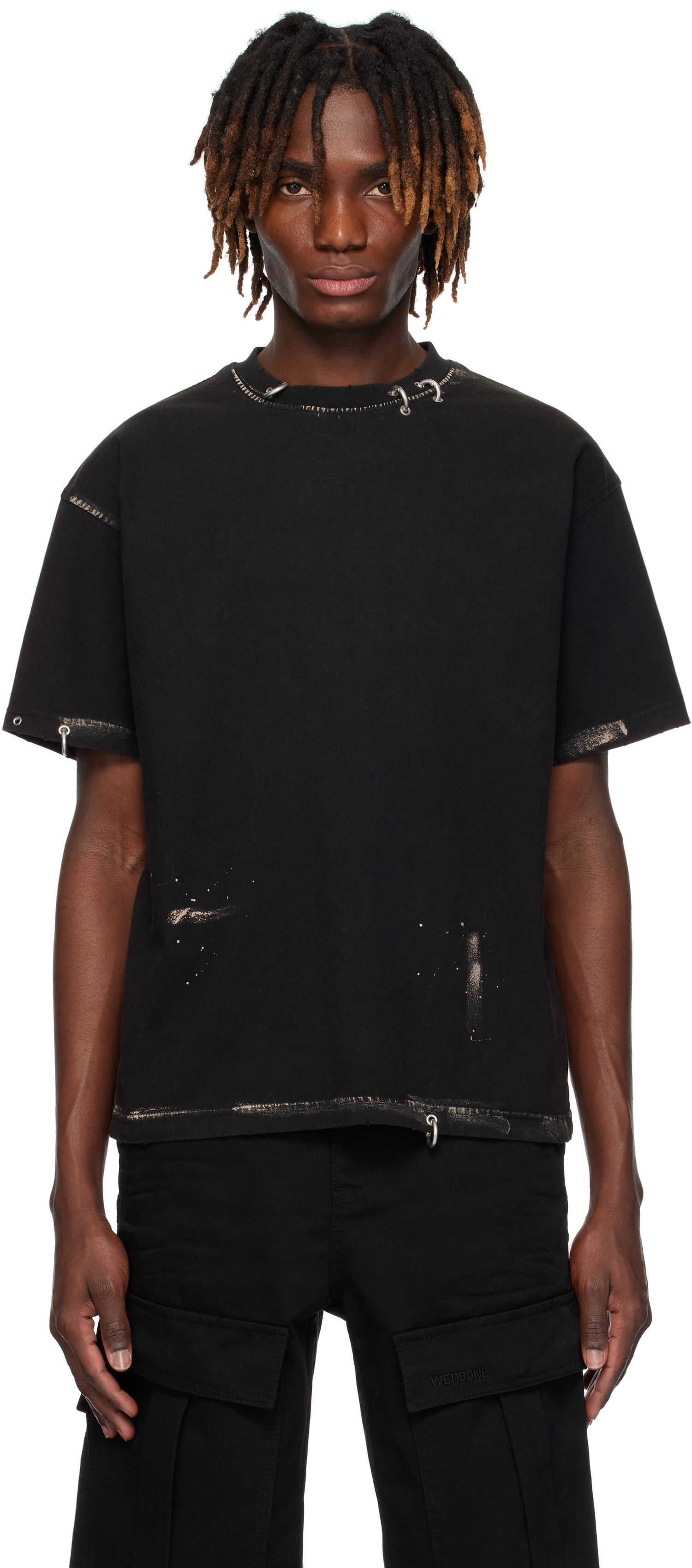 Тениска We11done We11done Pierced Distressed T-Shirt Черно | WD-TT0-25-770-U-BK, 0