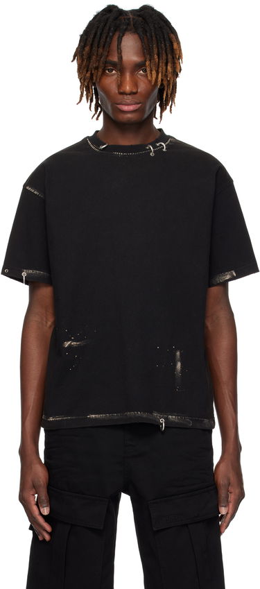 Тениска We11done We11done Pierced Distressed T-Shirt Черно | WD-TT0-25-770-U-BK, 0