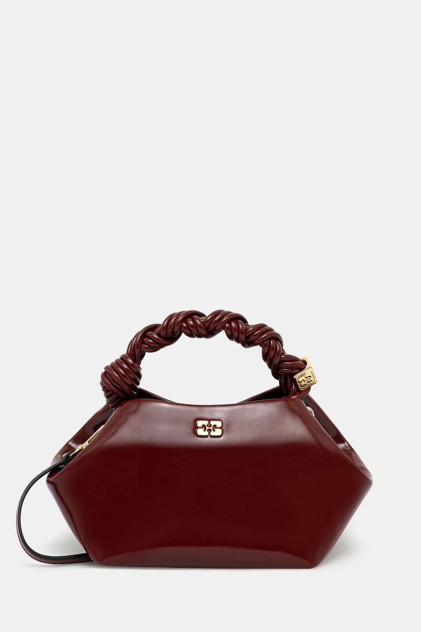 Дамска чанта GANNI GANNI Bou Bag Small Patent Бургунди | A6499
