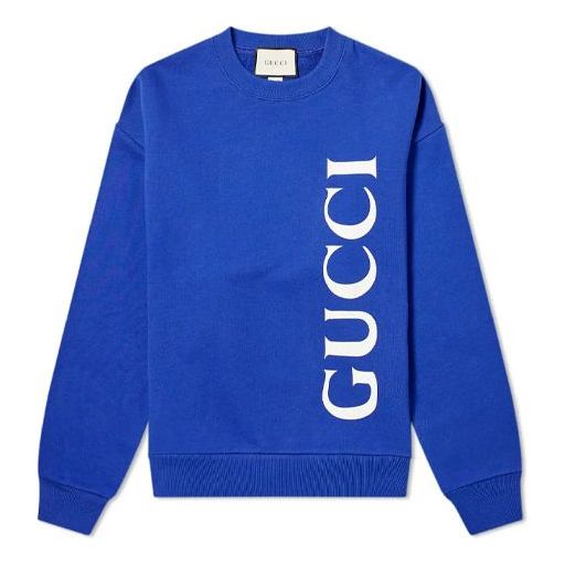 Пуловер Gucci Large Logo Round Neck Sweatshirt Синьо | 599345-XJB1C-4118, 0