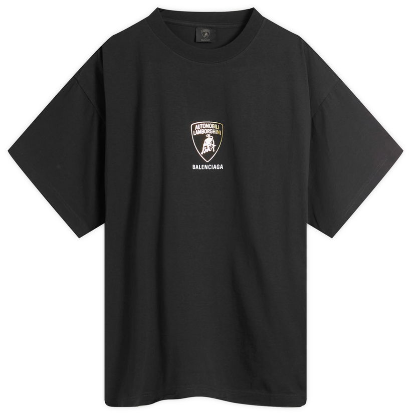 Тениска Balenciaga Balenciaga Lamborghini Shield Dry Jersey Boxy T-Shirt, Size Large Черно | 826346-TSVQ9-1083