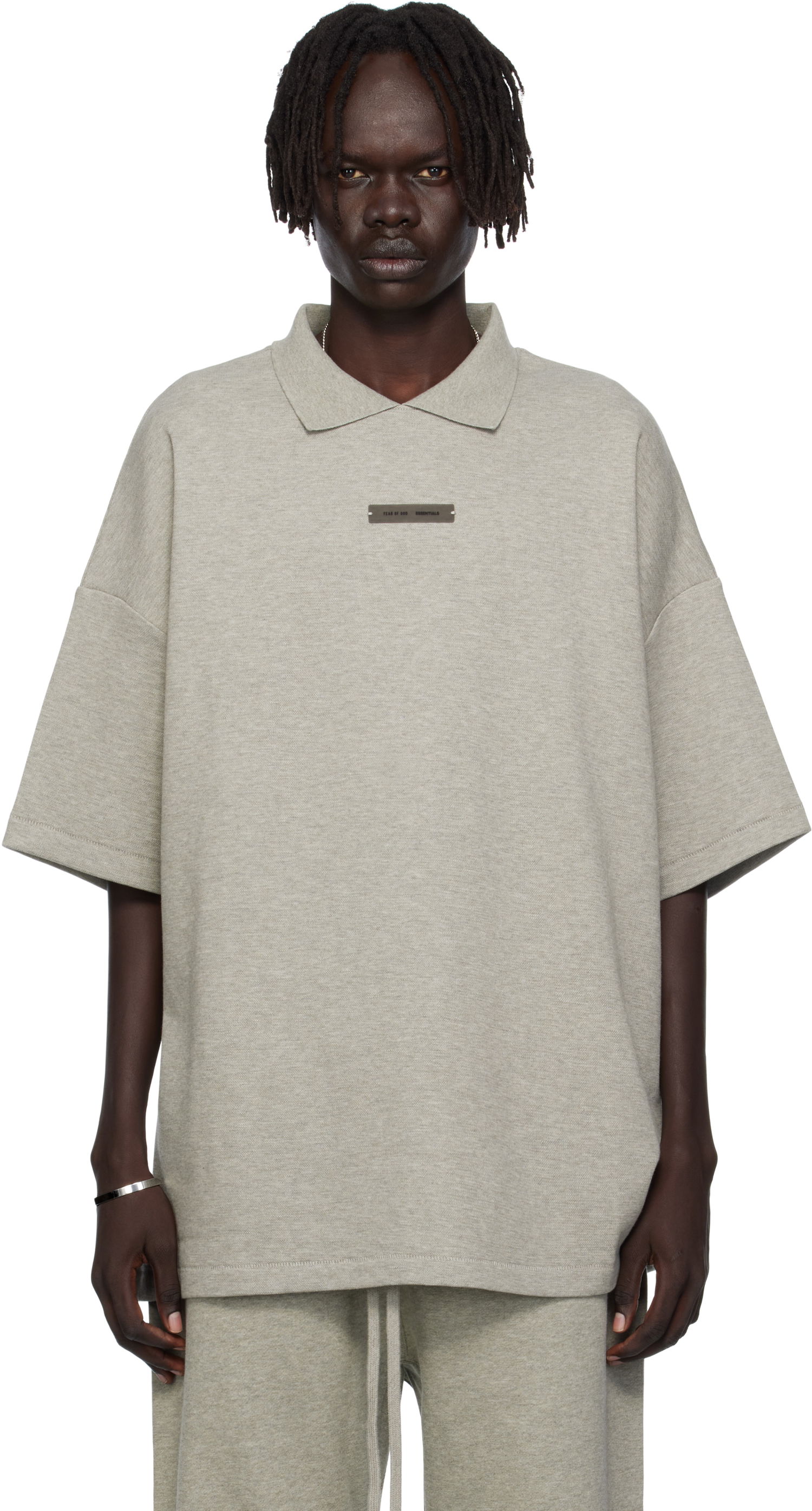 Поло тениска Fear of God ESSENTIALS 90s Fit Piqué Short Sleeve Polo Сиво | 125SP254405F, 0