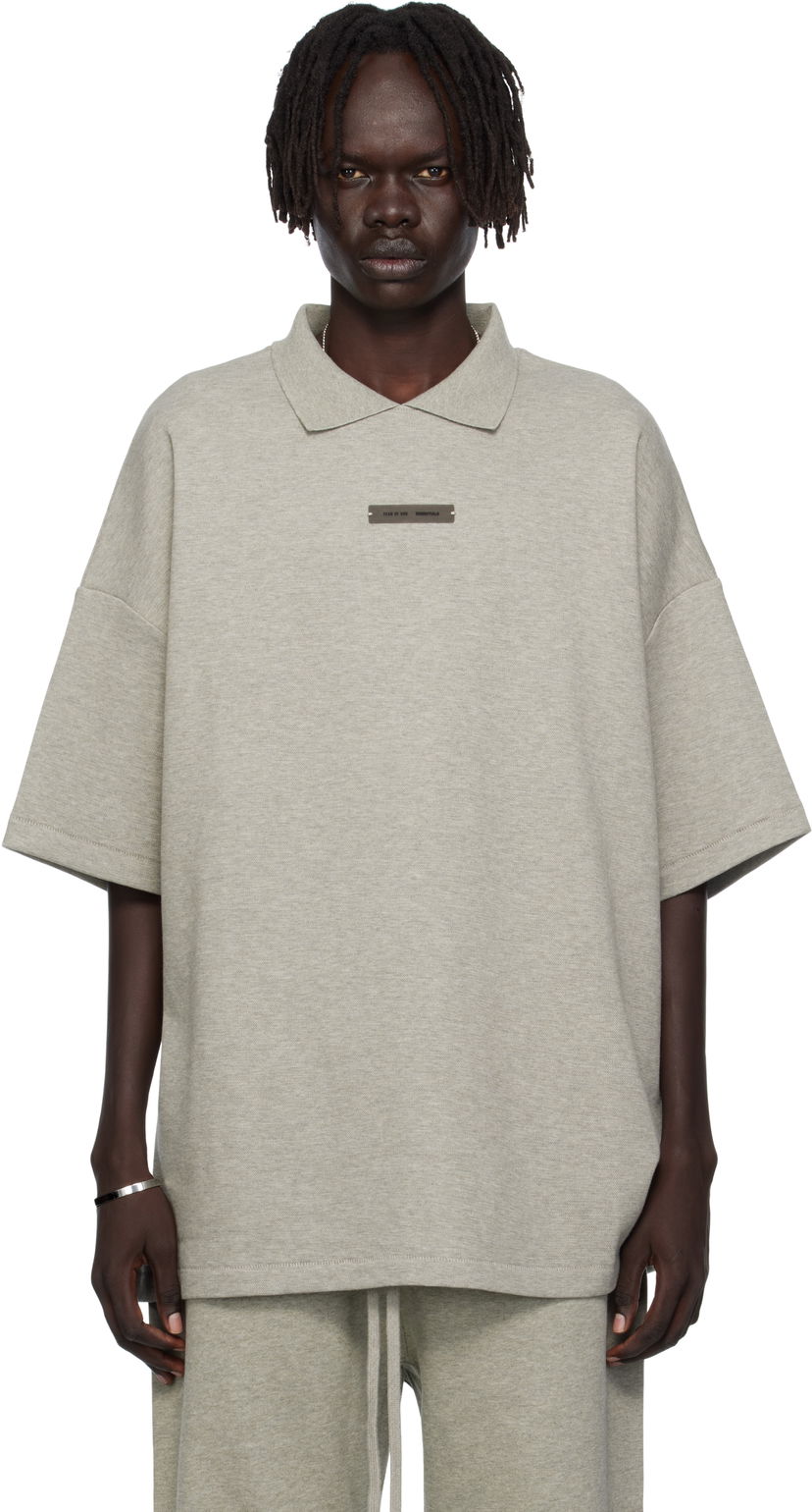 Поло тениска Fear of God ESSENTIALS 90s Fit Piqué Short Sleeve Polo Сиво | 125SP254405F