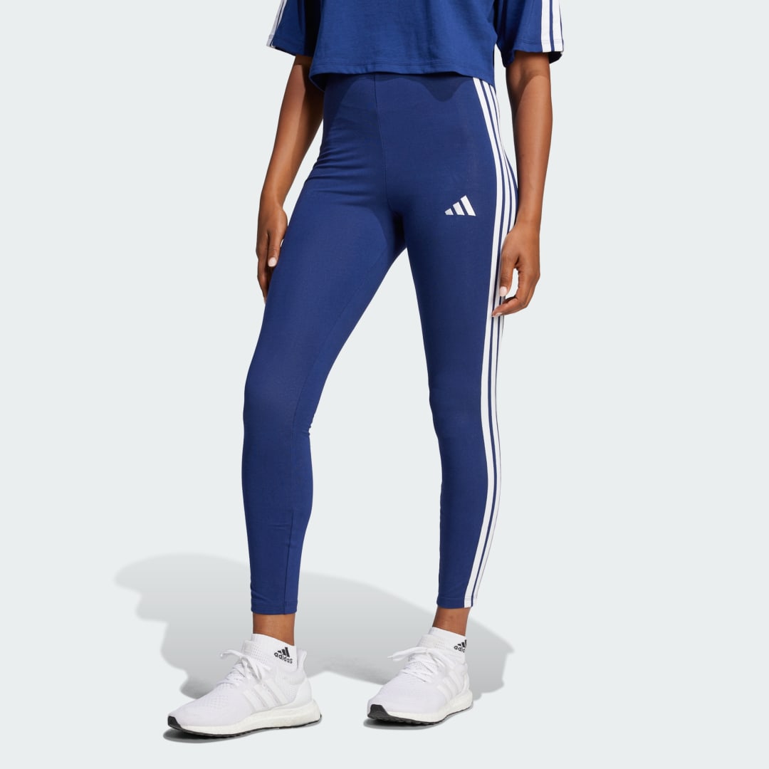 Клинове adidas Performance 3-Stripes Cotton Leggings Синьо | JE0067, 0