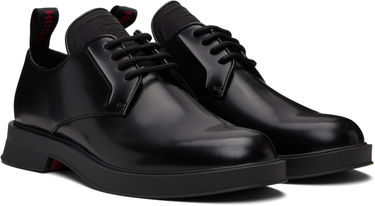 Грижа за обувките BOSS Leather Derby Shoes with Stacked-Logo Tongue Черно | 50548550, 4