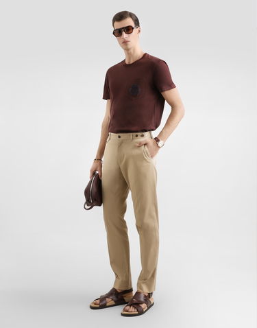 Тениска Dolce & Gabbana Cotton T-shirt with Crest Embroidery and Pocket Кафяво | G8RA2ZG7PZEM5039, 1