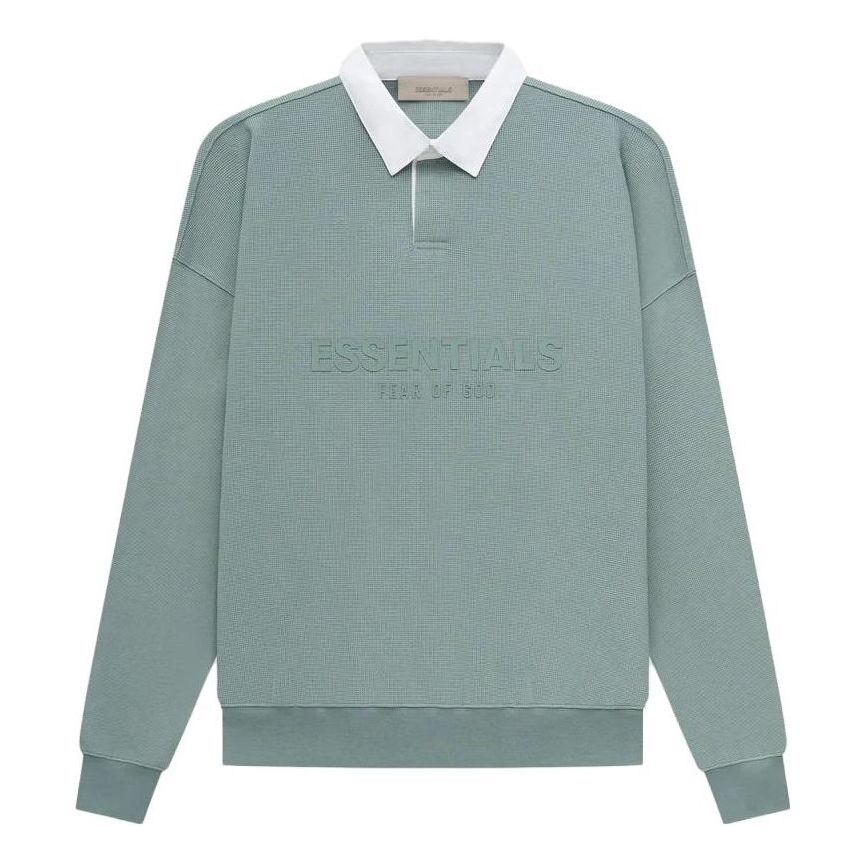 Поло тениска Fear of God Essentials Waffle Long Sleeve Polo Зелено | FOG-SS23-056, 0