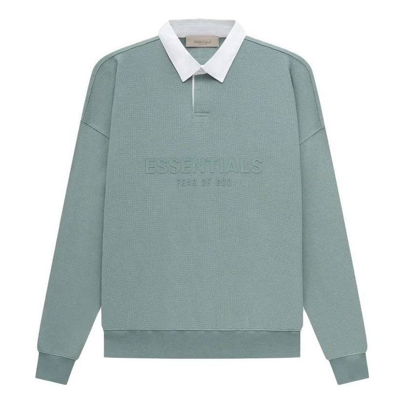 Поло тениска Fear of God Essentials Waffle Long Sleeve Polo Зелено | FOG-SS23-056