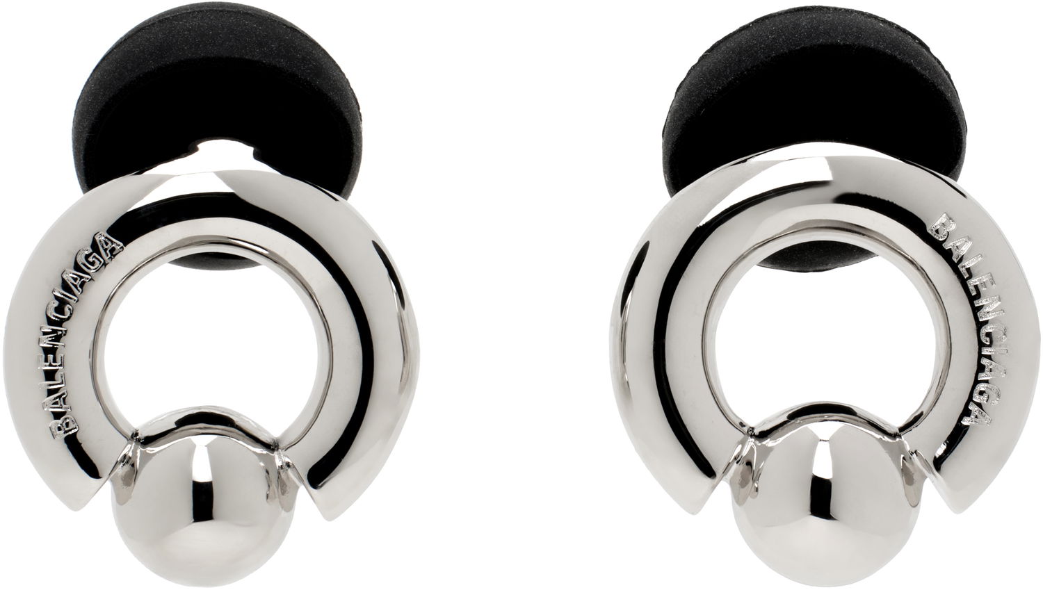 Обеци Balenciaga Silver & Black Berlin Ball Earrings Металик | 807883 TZBSS, 0