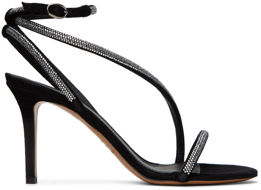 Кецове и обувки ISABEL MARANT Isabel Marant Atria Rhinestone-Embellished Strappy Heeled Sandals Черно | 22HSD1032-22H003S, 0