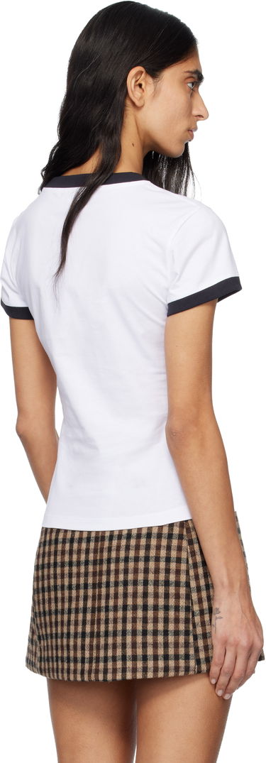 Съкратен топ GANNI Cropped Ringer Graphic Kitty T-shirt Бяло | T4336, 2