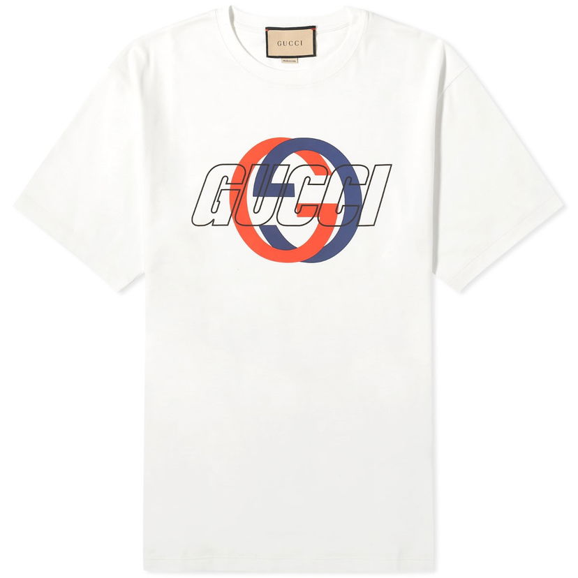 Тениска Gucci Interlocking Graphic Logo T-Shirt Бяло | 771758-XJF7C-9095