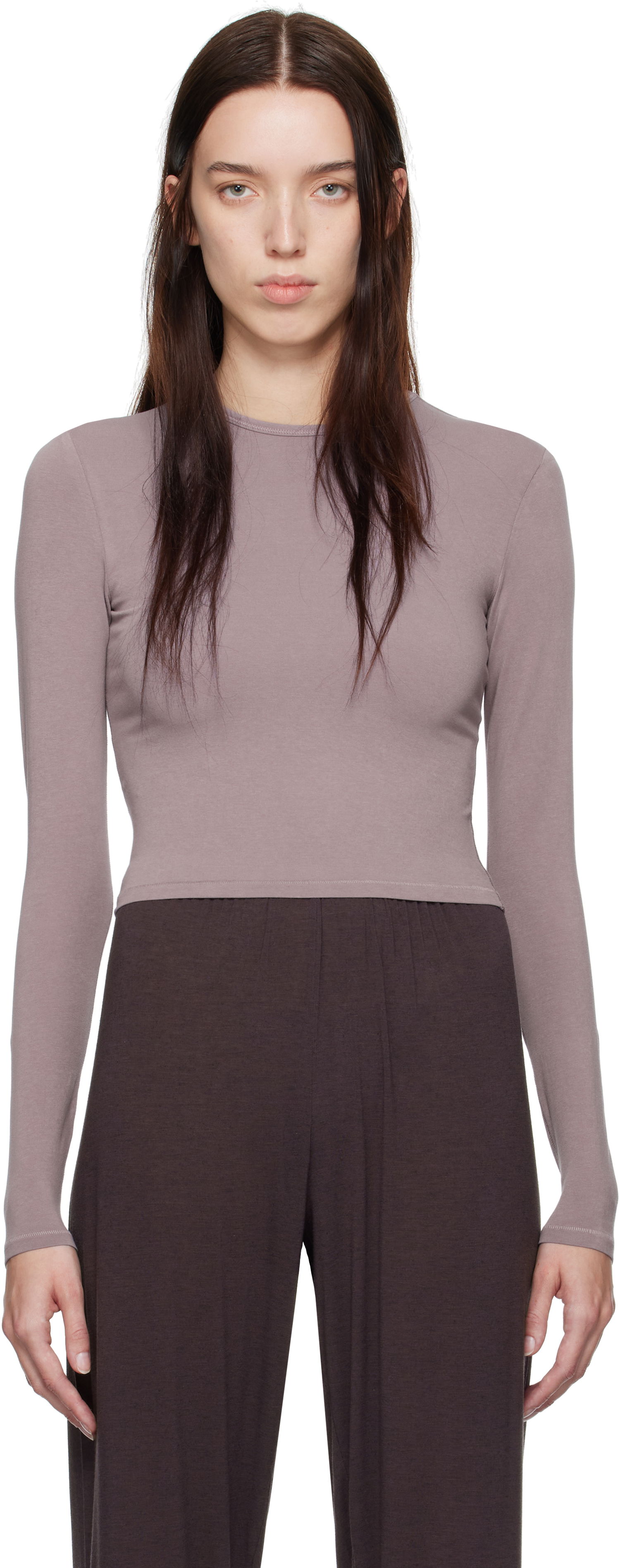 Тениска SKIMS New Vintage Cropped Long Sleeve T-Shirt Лилаво | AP-LGS-1370, 0
