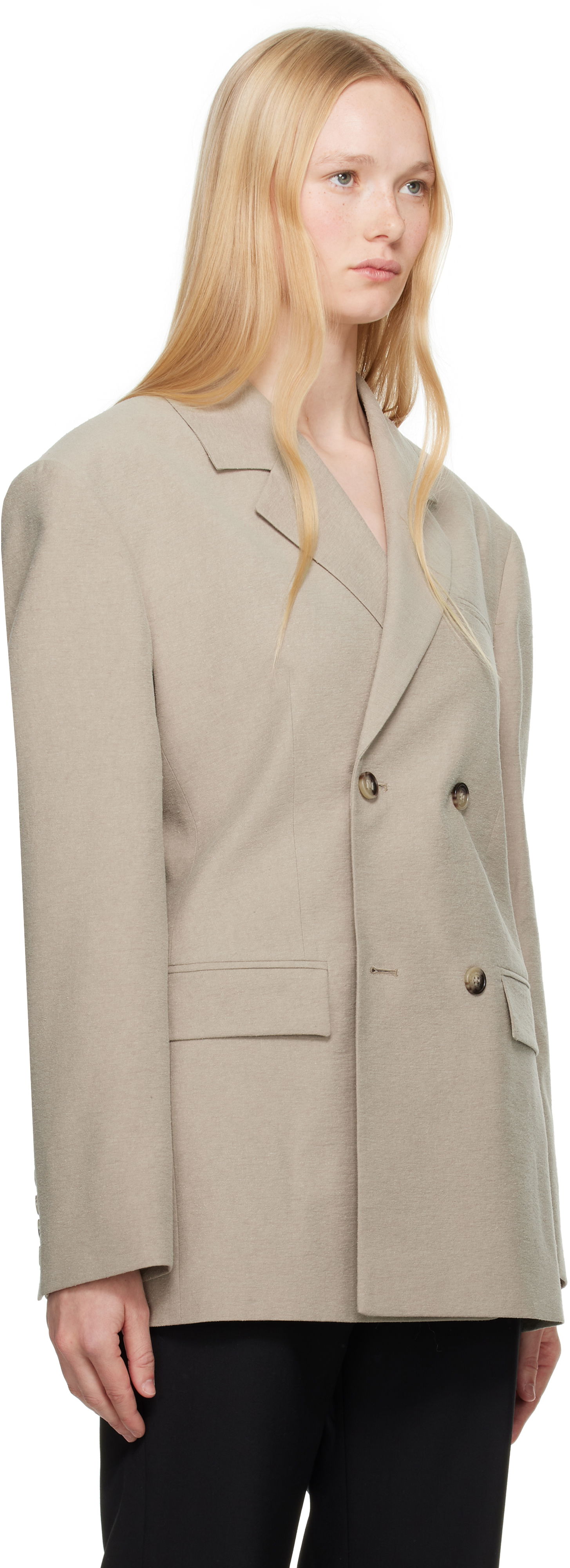 Яке Nanushka Nanushka Diante Double-Breasted Blazer Бежово | NW25SSOW26092, 1