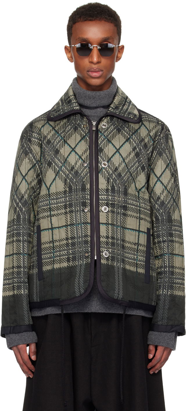 Яке Craig Green Green & Black Quilted Plaid Jacket Зелено | CGAW24CWOJKT68, 0