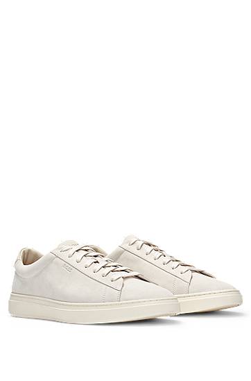 Облекло BOSS Suede Trainers with Rubber Outsole Бяло | 50541868, 0