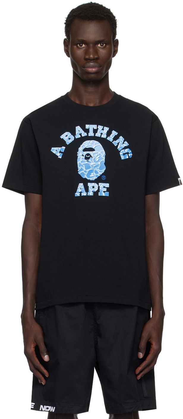 Тениска BAPE ABC Sea Surface Camo College T-shirt Черно | 001TEK701005F