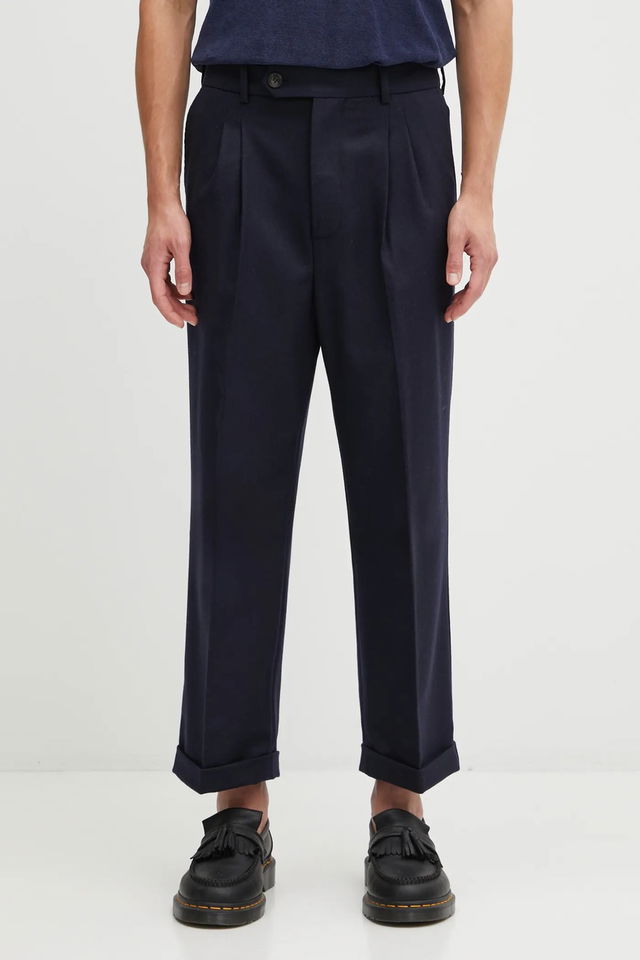 Drôle de Monsieur Wool Blend Pleated Cropped Trousers