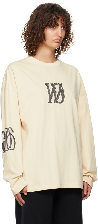 Тениска We11done Letter Logo Print Long-Sleeved T-Shirt Бежово | WD-TT3-24-746-U-BG, 1