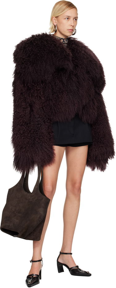 Чанта през рамо The Attico La Scoop Suede Shoulder Bag Кафяво | 260WAH00062 LBT007AA, 3