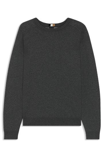 Пуловер BOSS Regular-fit sweater in cotton and virgin wool Сиво | 50549977