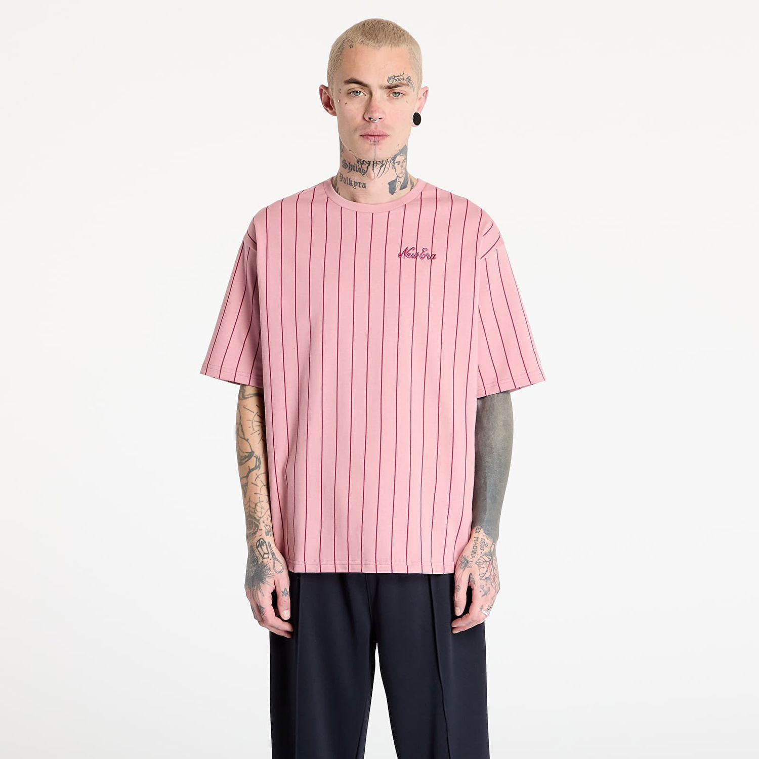 Тениска New Era New Era Pinstripe Oversized T-Shirt Розово | 60596612, 0