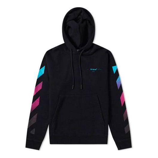 Суитчър Off-White AW18 Gradient Diagonal Hoodie Черно | OMBB037F181920051088