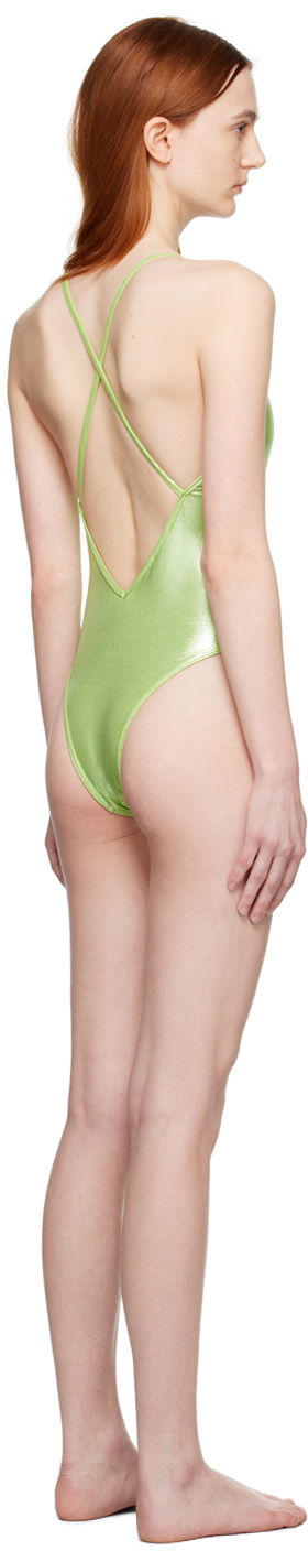 Бански The Attico The Attico V-Neck One-Piece Swimsuit Зелено | 233WBB71 PA32, 2