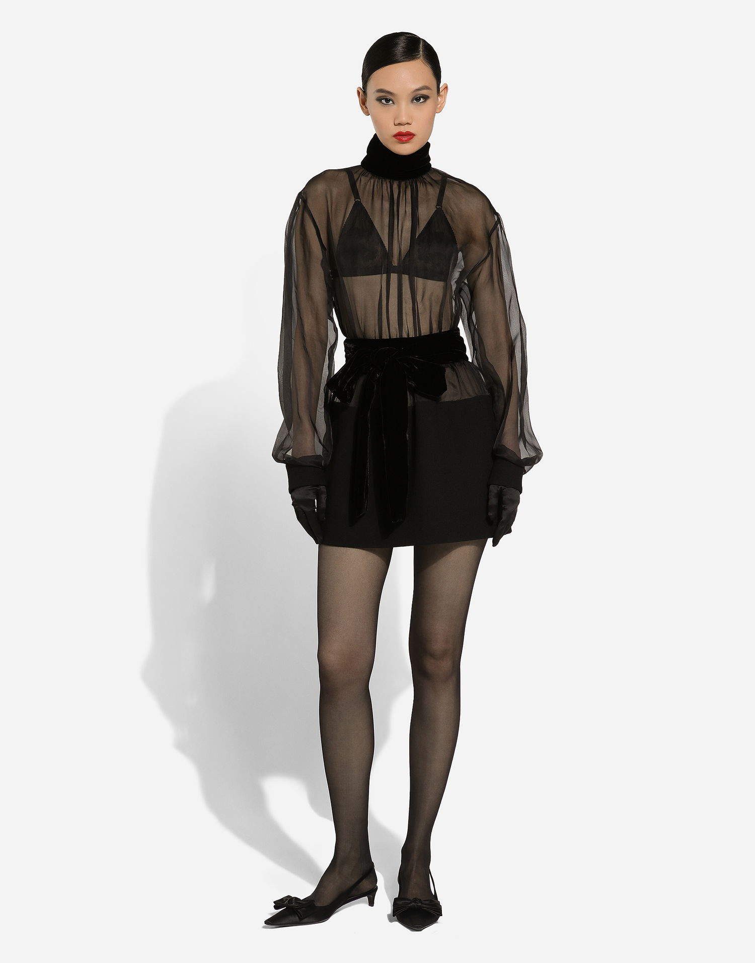 Pокля Dolce & Gabbana Short Wool Crepe And Organza Dress Черно | F6JNDTGDCO9N0000, 1