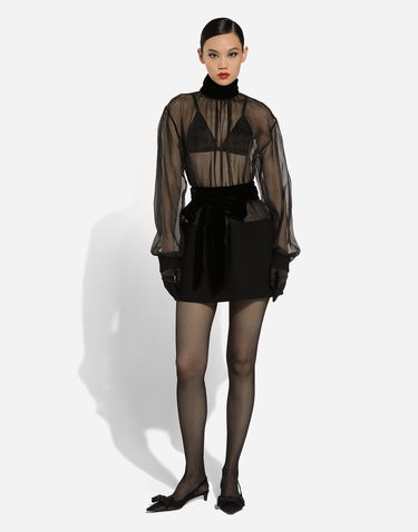 Pокля Dolce & Gabbana Short Wool Crepe And Organza Dress Черно | F6JNDTGDCO9N0000, 1
