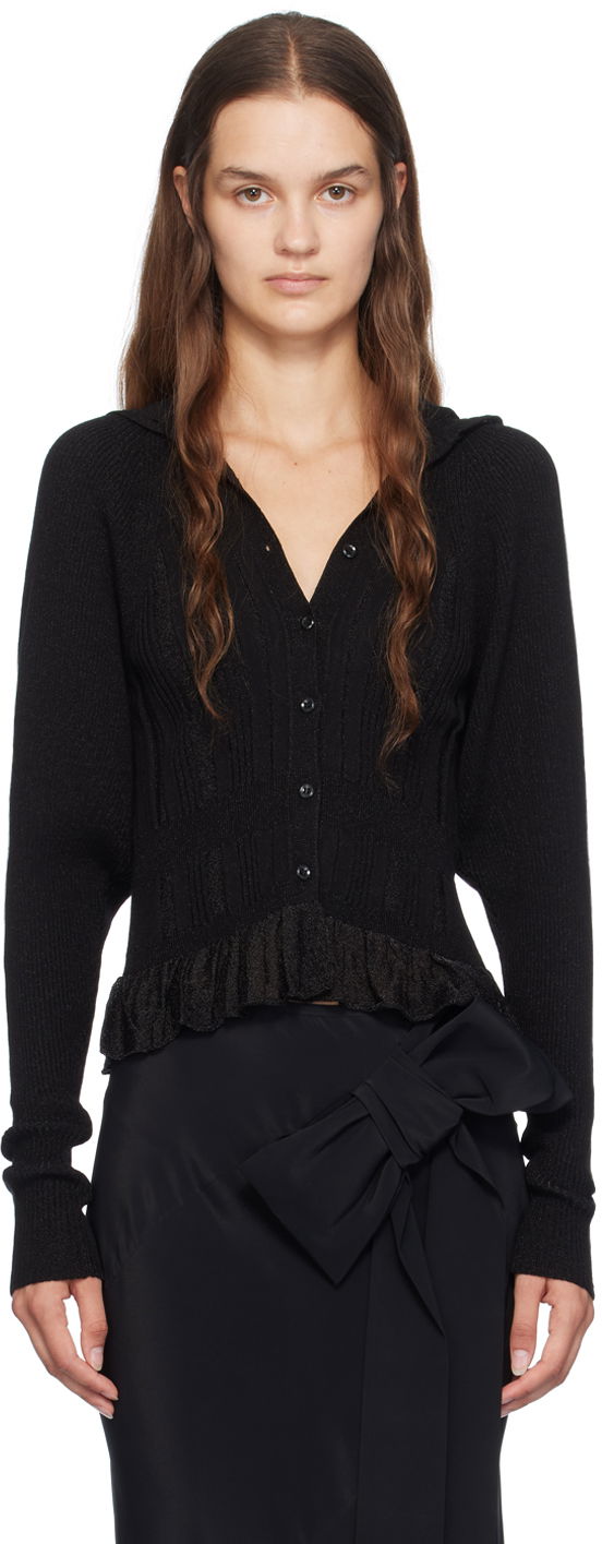 Пуловер Simone Rocha Simone Rocha Plaited Tinsel Hooded Cardigan Черно | HMK34 0624, 0