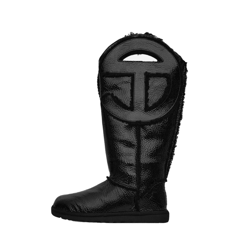 Кецове и обувки UGG Telfar Logo Tall Crinkle Leather Boots Black Черно | 1155871 BLK