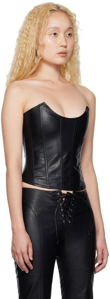 боди Miaou Miaou Leia Faux-Leather Corset Tank Top Черно | 701O-CL-BLKL, 1