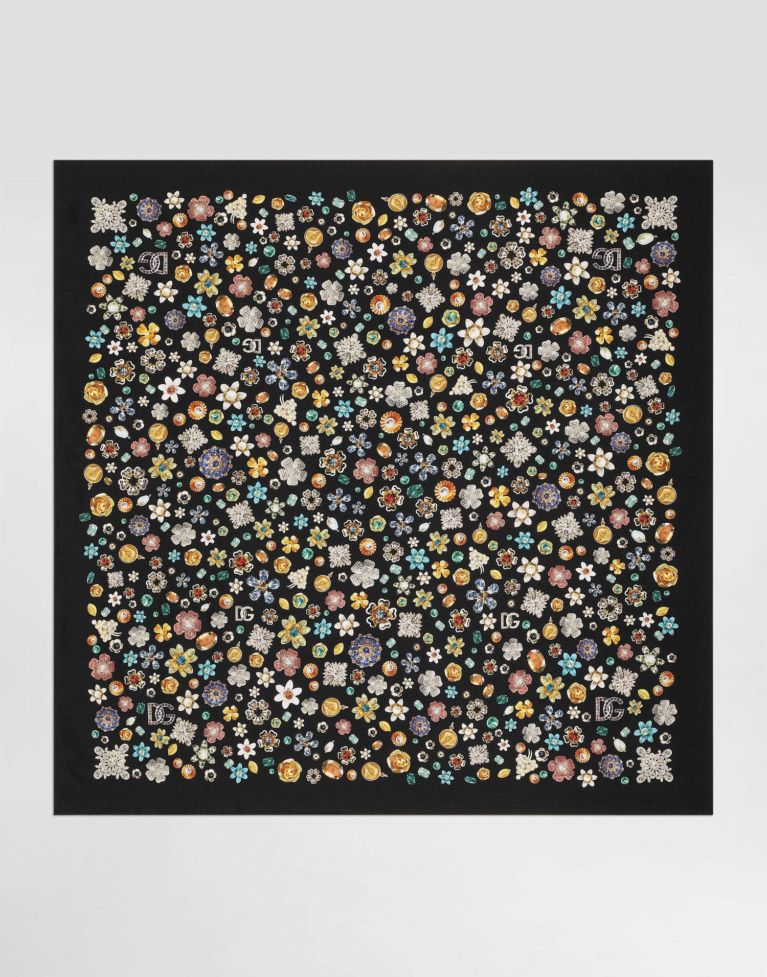 Шал Dolce & Gabbana Dolce & Gabbana 90x90 Silk Twill Floral Scarf Черно | FN090RGDDAXHN5SA, 0