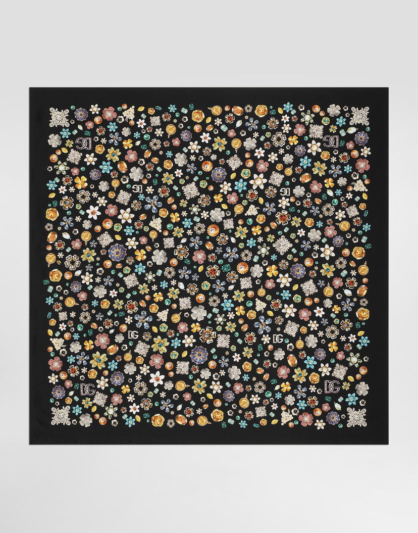 Шал Dolce & Gabbana Dolce & Gabbana 90x90 Silk Twill Floral Scarf Черно | FN090RGDDAXHN5SA