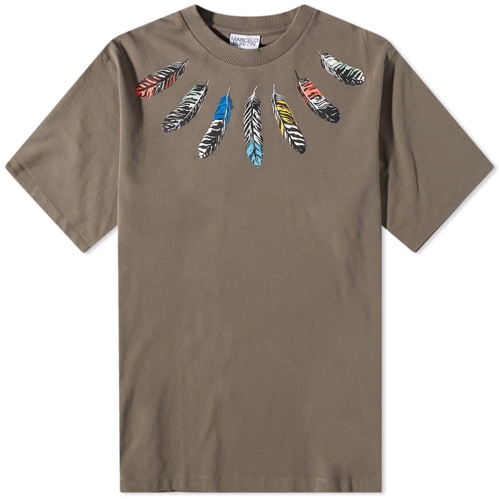 Тениска Marcelo Burlon Collar Feathers Oversized Tee Зелено | CMAA054C99JER0035609, 0
